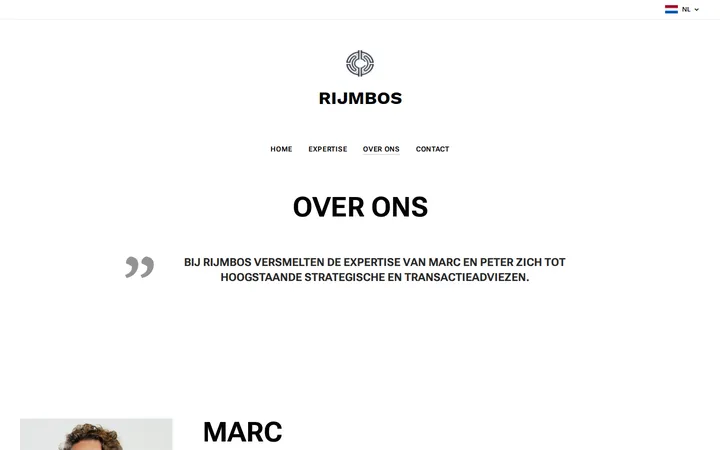 Huidige website Over ons